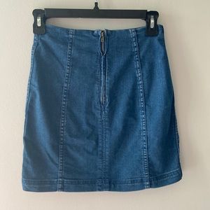 Free People Zip Front Jean Skirt